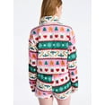 thumbnail image 3 of No Boundaries Christmas Quarter Zip Mock Neck Plush Top with Long Sleeves, Women's, 3 of 5