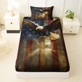 thumbnail image 3 of Manfei Safari Bald Eagle Twin Sheets,Stars Stripe Flag Bedding,Brown Gold,3pcs,1 Fitted Sheet and 1 Pillowcase, 3 of 6