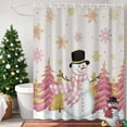 thumbnail image 4 of Pink Christmas Shower Curtains for Bathroom, Snowman Snowflake Waterproof Fabric Shower Curtain for Bathroom Bathtub Decoration, Machine Washable, 54x"78", 4 of 9