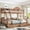 Walnut, variant on DTTRA Twin over Full Bunk Bed with Storage Drawers, Curved Guardrails & Side Shelves, Walnut