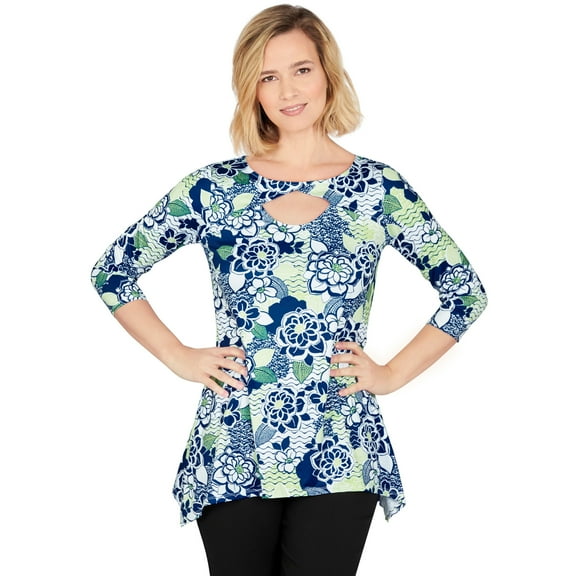 Larky Lark Womens Key Hole Top In Bold Floral
