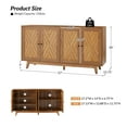 thumbnail image 4 of 57" Storage Cabinet 4 Doors Farmhouse Wooden Sideboard Credenzas with Adjustable Shelves Walnut, 4 of 9
