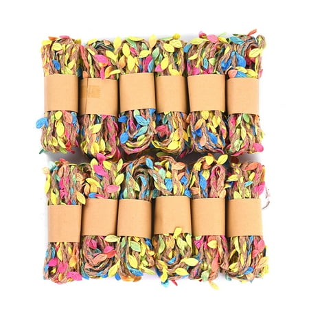 Gardening Burlap 12Pcs Colorful Leaves Jute Twine String Natural Ball Burlap Hessian Roll Length Packing String for Gifts Festive Gardening Wedding Decoration DIY Craft ()