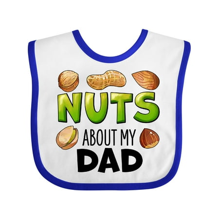 

Inktastic Nuts About My Dad Peanut Almond Pistachio Gift Baby Boy or Baby Girl Bib