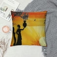 thumbnail image 2 of PHYHOO Throw Pillow Cushion Cover, of a Local Lady with Pot on The Head at Sunset Savannah Illustration, Decorative Square Accent Pillow Case, Black Orange White, 2 of 5