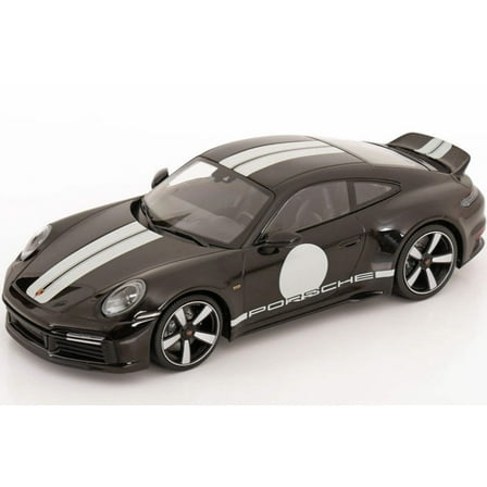 Minichamps 2022 Porsche 911 992 Sport Classic Black w/ Roundel and White Stripes 1:18 SEALED