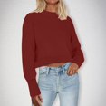 thumbnail image 2 of biudgviw Cropped Sweatshirts for Women Crew Neck Fleece Lined Pullover Long Sleeve Cute Crop Tops Going out Fall Clothes, 2 of 6