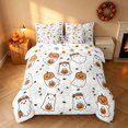 thumbnail image 3 of Homewish Funny Spooky Animal Twin Bedding for Girls, Happy Halloween Themed Bedding Comforter Set, Off White Orange Pink, Pumpkin Bat Reversible 7-Piece, 3 of 7