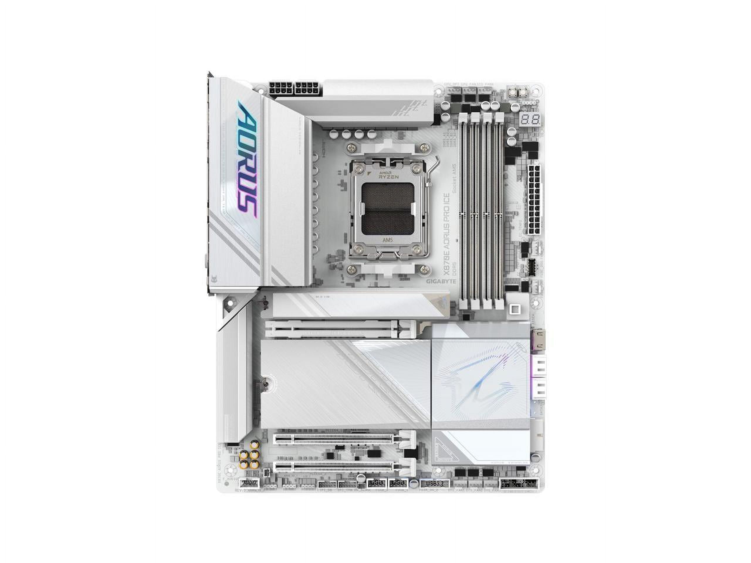 GIGABYTE X870E AORUS PRO ICE AM5 LGA 1718, ATX, DDR5, 4x M.2, PCIe 5.0, USB4, Wi-Fi 7, 2.5GbE LAN, EZ-Latch, 5-Year Warranty