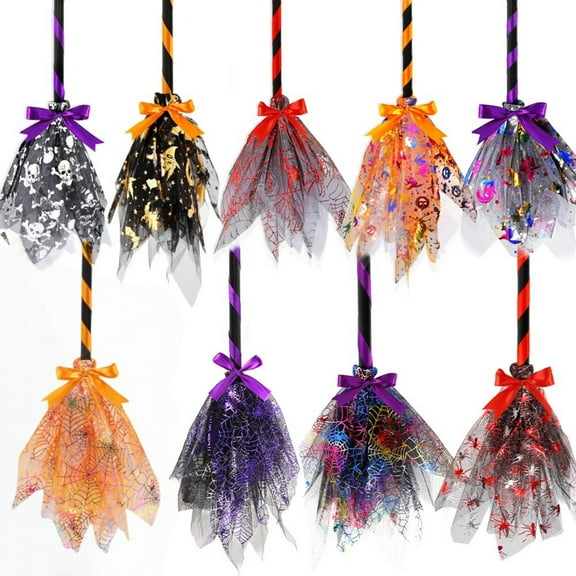 Halloween Witch Broom Halloween Magic Broom Cosplay Props for Halloween Costume Haunted House Decor, Masquerade Show Dress Up Dance Party Supplies