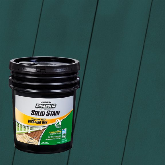 Tile Green, Rust-Oleum RockSolid 2X Solid Exterior Wood Deck Stain-319847T, 5 Gallon