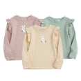thumbnail image 3 of Beautyzll Toddler Baby Girls Long Sleeve Lapel Shirts Kids Soft Basic Cotton T-Shirts Top Solid Color Ruffle Layering Tees 2-8T, 3 of 11
