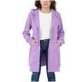 thumbnail image 5 of IVEYRTF Girls Solid Color Casual Hooded Jacket Long Sleeve Coat with Pocket Casual Outerwear for Kids Fashion Basic Top Warm Fall Winter Clothing(Purple,9-10 Years), 5 of 7
