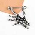 thumbnail image 5 of Yesbay 14G Sexy Skeleton Skull Hand Bar Barbell Nipple Shield Ring Punk Body Piercing,Nipple Ring, 5 of 6