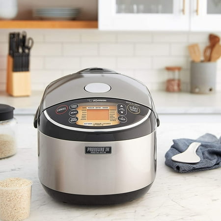 Zojirushi - 10 Cup Pressure Induction Heating Rice Cooker - Stainless Steel Black