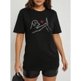 thumbnail image 1 of Women's Casual Short-Sleeve T-Shirt With Dog High-Five And Heart Print, Round Neck For Everyday Wear Tee For Adult, Men, Women, Teen, Teenager, Adolescent, Youth, 1 of 6