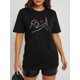 thumbnail image 1 of Women's Casual Short-Sleeve T-Shirt With Dog High-Five And Heart Print, Round Neck For Everyday Wear Tee For Adult, Men, Women, Teen, Teenager, Adolescent, Youth, 1 of 5