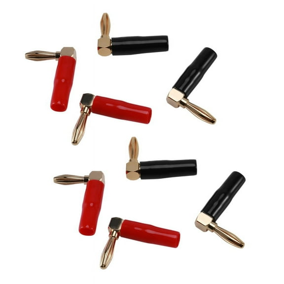 [8 Pack] Hi-End Copper Right Angle/90 Degree Screw Type Banana Plug / Speaker Cable Connector [Banana de L]