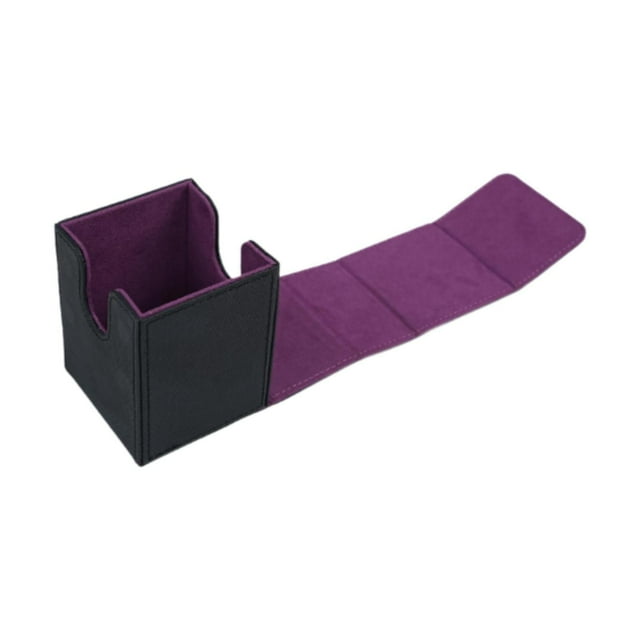 Caja de almacenamiento para baraja de cartas coleccionables, multiusos con tapa de cierre, organizador para tarjetas de fútbol, regalo, tarjetas de Negro Púrpura