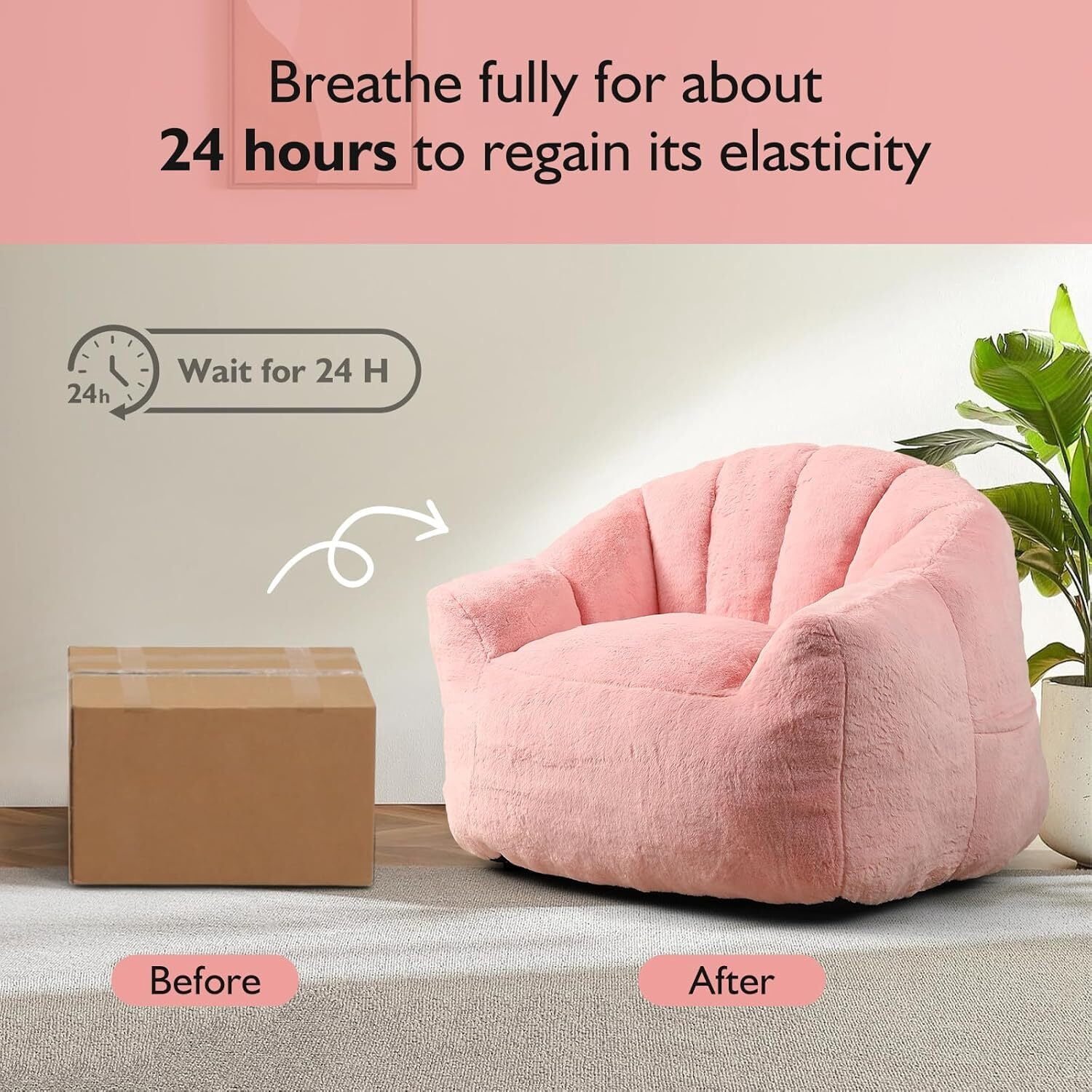 Howcool Bean Bag Chair for Adults, High-Density Foam Stuffed Armrest Lazy Sofa for Living Room Bedroom Reading