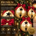 thumbnail image 4 of Luckky Oversized Gold Metal Christmas Jingle Bells, 14 x 10 Inch Giant Sleigh Bell Ornaments with Red Bow, Large Decorative Bells for Porch, Yard, Mantel, Indoor Outdoor Holiday Decor, Set Of 3, 4 of 7