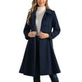 thumbnail image 1 of INSPIRE CHIC Women's Vintage Solid A Line Double Breasted Collared Winter Overcoat M Dark Blue, 1 of 6