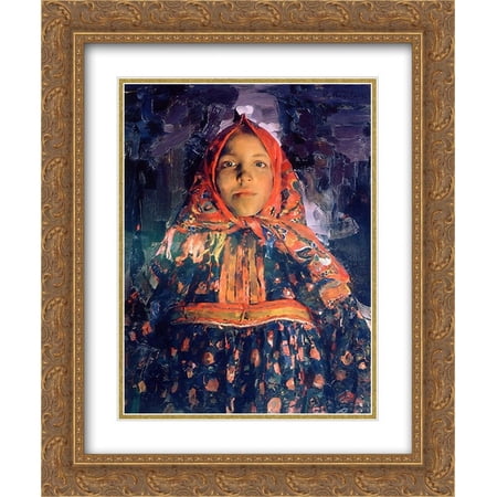 Filipp Malyavin 2x Matted 20x24 Gold Ornate Framed Art Print 'Verka'