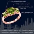 thumbnail image 2 of Gem Stone King 18K Rose Gold Plated Silver Green Peridot 3 Stone Engagement Ring for Women (3.55 Cttw, Gemstone August Birthstone, Cushion 8MM, Size 5), 2 of 6