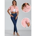 thumbnail image 2 of DARING DIVA Women's Summer Short Sleeves Crop Denim Jackets M Pink, 2 of 6