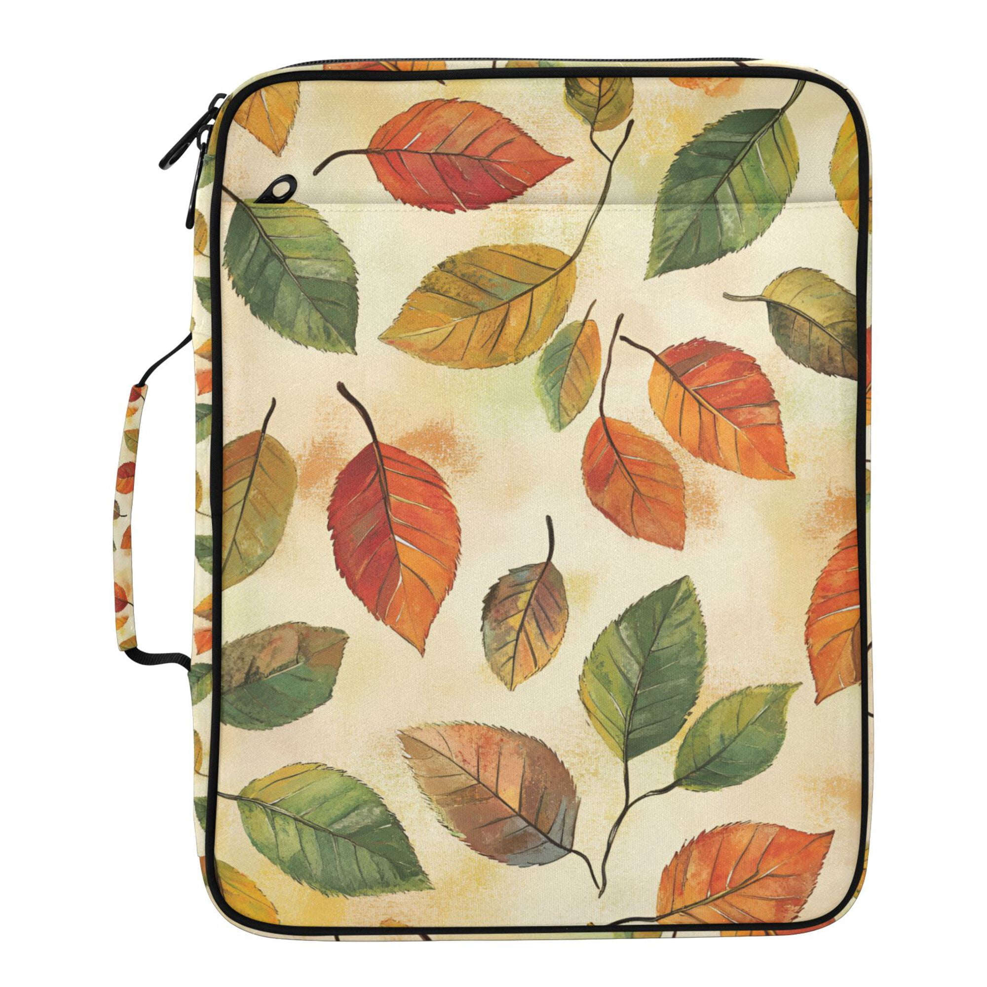 FORMRS Accordion File Folder A4 Size 7-Pocket Expanding Document Organizer Bag with 3 Ring Binder, Beige Leaves