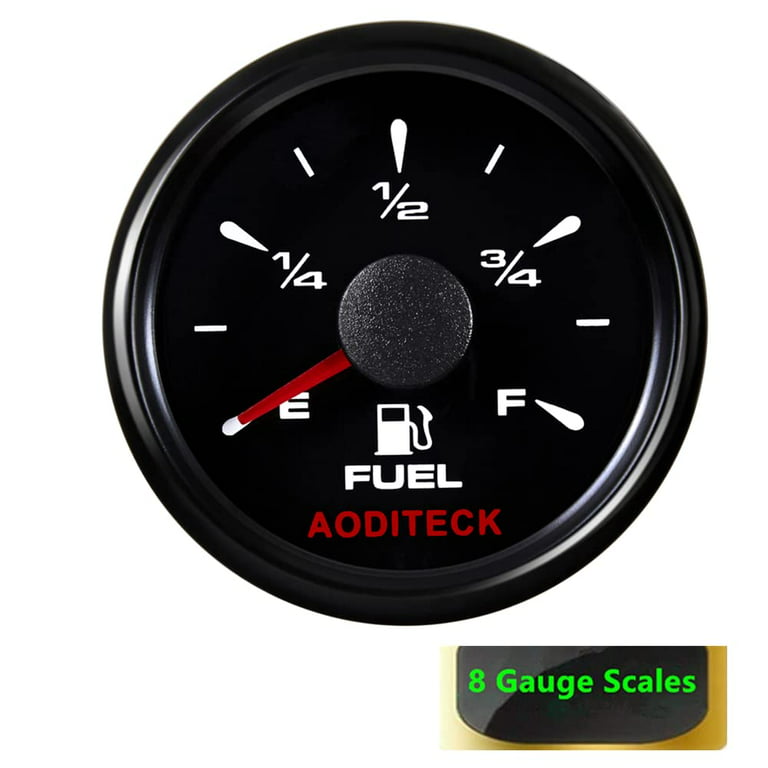 Ad 52mm Car Boat Fuel Gauge With Warning Light For 0~190 Ohm Fuel