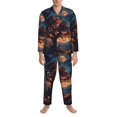 thumbnail image 4 of Mens Pajamas Set - Raven Tree Halloween Night Comfy Long Sleeve Button Up Pajama Sets for Men 2 Piece, Soft Sleepwear Nightwear Pjs Lounge Sets for Men with Pockets, 4 of 5