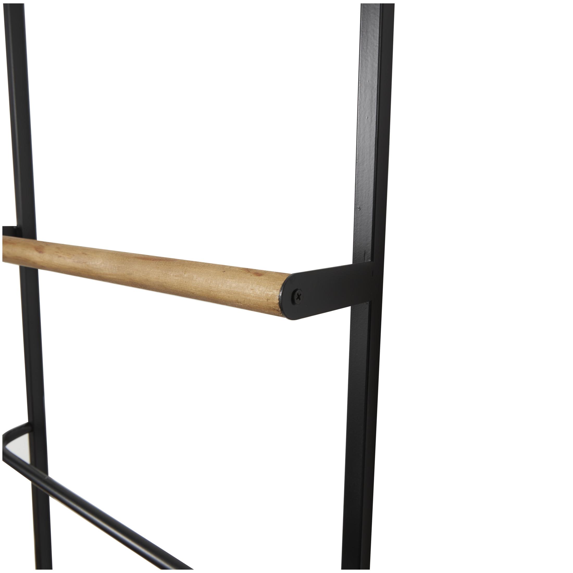 DecMode 19" x 70" Black Metal 6 Rung Ladder with Brown Wood Accents, 1-Piece