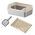 thumbnail image 4 of Caja de arena para gatos de acero inoxidable, inodoro para gatos para acampar, oficina, para gatos de interior Pantalón corto color caqui, 4 of 10