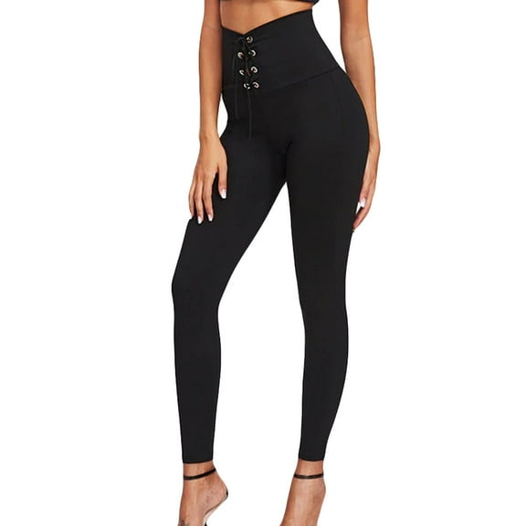 REALiKUN High Waisted Corset Leggings for Women - Waist Compression Shapewear for Women Workout Yoga Pants Black L