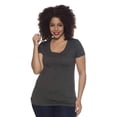 thumbnail image 4 of Women's & Juniors Basic Round Crew Neck Short Sleeve Stretch Cotton Spandex T-Shirts, 4 of 4