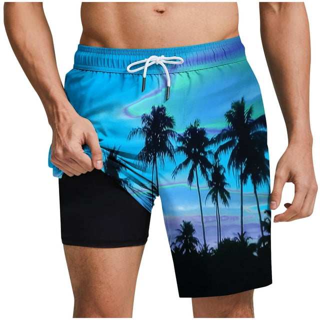Pantalones Cortos para Hombre Cintura Elástica con Bolsillos, Forro de Impresión de Moda Casual para la Playa, Al Aire Libre Y el Uso Diario