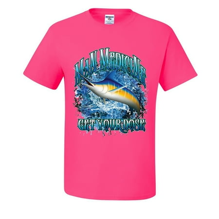 Man Medicine Get Your Dose Fish Lovers Mens T-shirts   Neon Pink  2XL