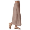 thumbnail image 5 of Women's Solid Color Midi Skirt, High Waist A-Line Casual Skirt, Versatile Basic Skirt for Office, Daily Wear and Spring Outfits,Camel,M, 5 of 6