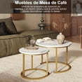thumbnail image 2 of Juego de 2 Mesa de Centro para Sala, Mesa de Centro Redonda Nido, Mesa de Centro Minimalista Fácil de Montar, Adecuada para Sala de Estar, Oficina, Balcón（Grano Madera Mármol Negro）, 2 of 20