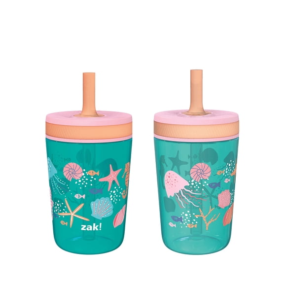 Set de vasos Kelso de Zak Designs, 450 ml (conchas) con pajita para niños