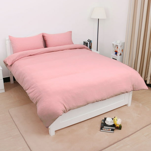Unique Bargains Bedding Wrinkled Washed Cotton Soft 3 Pieces Duvet