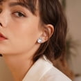thumbnail image 4 of Large Flower Stud Earrings Floral Earrings for Women Double Piercing Elegant Jewelry, 4 of 5