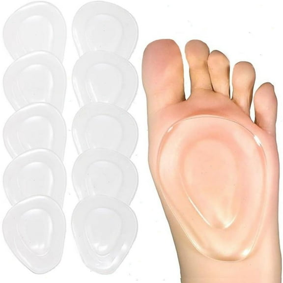 10 Pcs Forefoot Pad, Breathable Anti Abrasion Foot Insole, Gel Metatarsal Pad (back Glue), Foot Ball Pad, Forefoot Support, Used To Relieve Metatarsal Pain, Morton's Neuroma and Foot Pain
