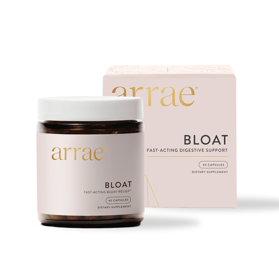 Arrae Bloat Relief Vegan Capsules – Digestive Support for Women – Bromelain, Ginger, Peppermint, Dandelion Root, Lemon Balm & Slippery Elm – 40 Ct
