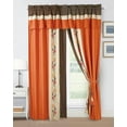 thumbnail image 2 of Chezmoi Collection Serene 4-Piece Orange/Brown/Taupe Autumn Floral Embroidery Window Curtain Panel Set with Sheer Backing Valance Tassels, 120 inch x 84 inch, 2 of 9
