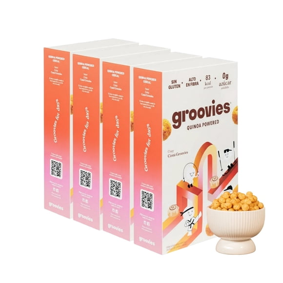Cereal Groovies Sabor Cinni Rol de Canela Con 4 Pack | 1 KG | Cereal Saludable Para Niños