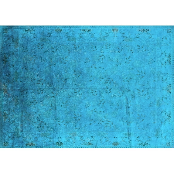 Ahgly Company Indoor Rectangle Oriental Light Blue Industrial Area Rugs, 8' x 10'
