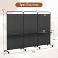 thumbnail image 3 of Costway 3-Panel Room Divider with Storage Shelves 6FT Tall Folding Privacy Screen on Wheels Black, 3 of 10
