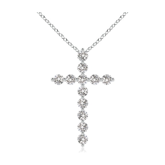 ANGARA Natural Diamond Cross Pendant in 14K White Gold for Women (Size-2.15mm | Color-I-J | Clarity-I1-I2) | April Birthstone, Birthday, Anniversary, Jewelry Gift for Women | Natural Diamond Necklace